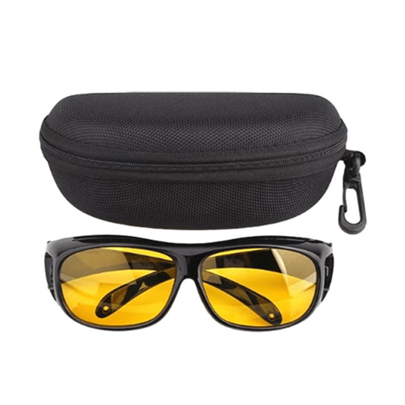 Anti-Glare Night Driving Glasses with Polarized Amber Lenses & Wraparound Frame for Headlight Glare Reduction, Fog & Low Light Vision