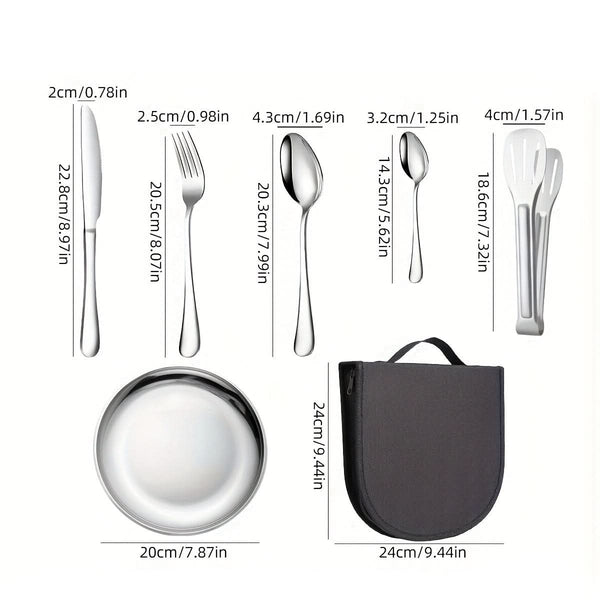 TREKDINE – Ensemble de voyage : pinces alimentaires et assiettes portables