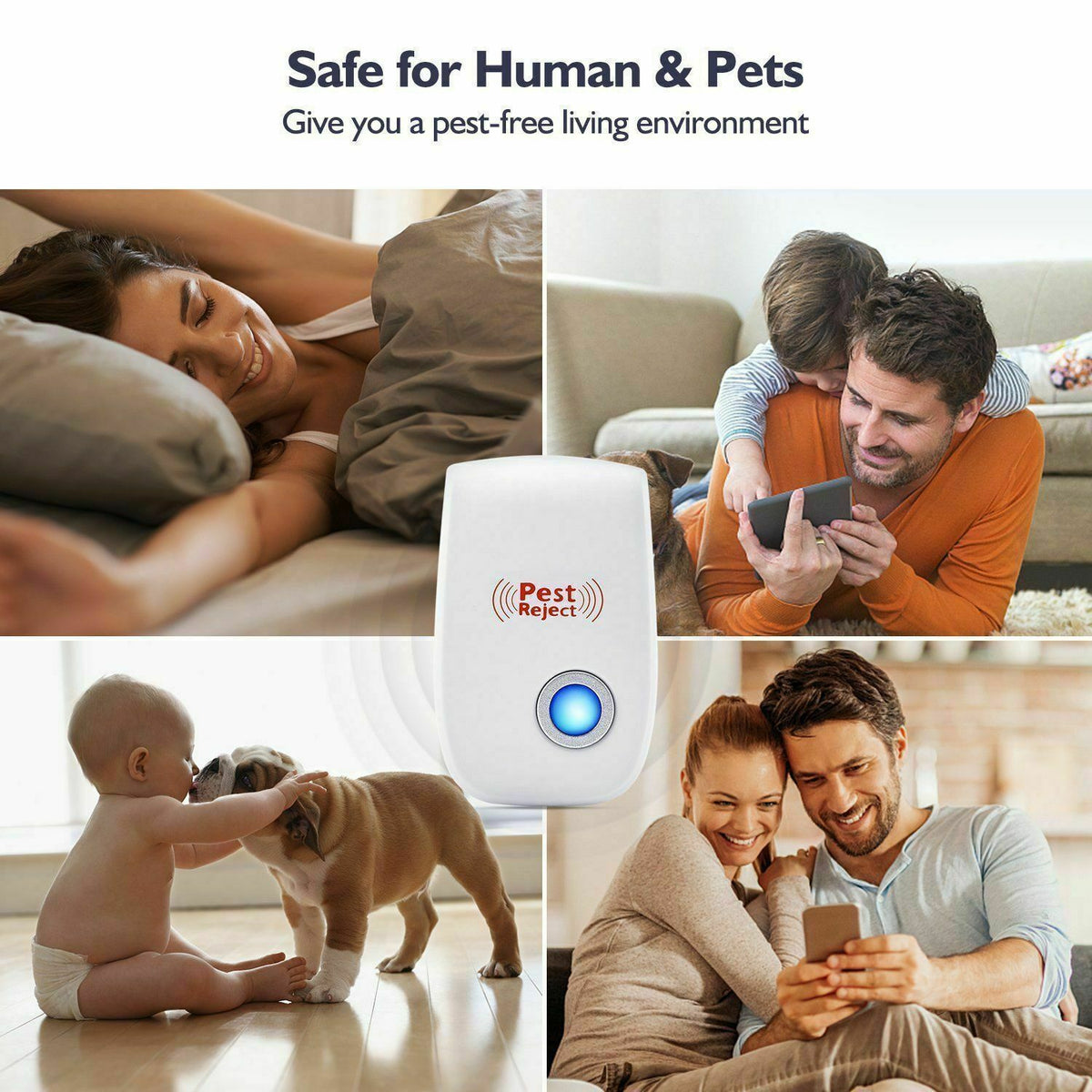 Dispositif électronique antiparasitaire – Technologie à ondes soniques pour rongeurs et insectes – Couvre jusqu’à 75 m² en intérieur et en extérieur – Sans danger pour les enfants