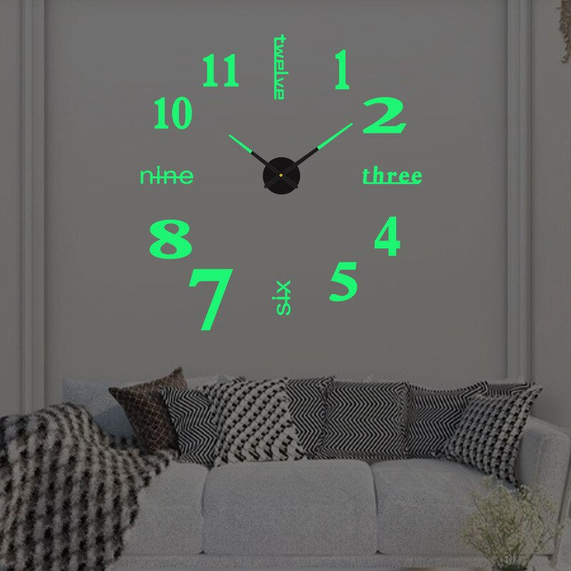 Oversized Noiseless Timepiece for Home & Office – Customizable 3D Layout with Modern Black Finish – Perfect for Open-Plan Spaces and Contemp