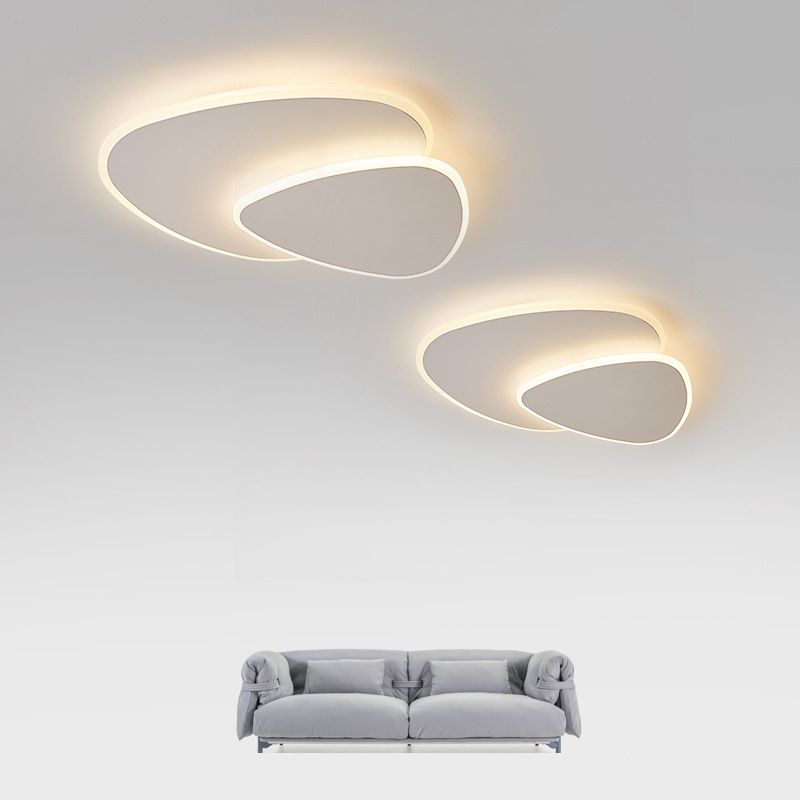 Plafonnier LED triangulaire moderne blanc, montage encastré pour chambre, salon, couloir, intensité réglable, 3 températures de couleur, 40-50 cm