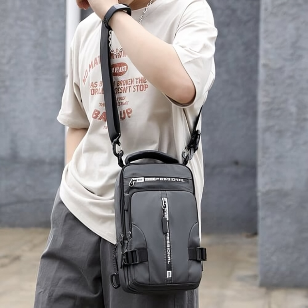 Sac à bandoulière avec fermetures éclair dissimulées antivol et port de chargement USB – Sac à dos en nylon résistant à l'eau pour les voyages, les trajets quotidiens et l'usage au quotidien
