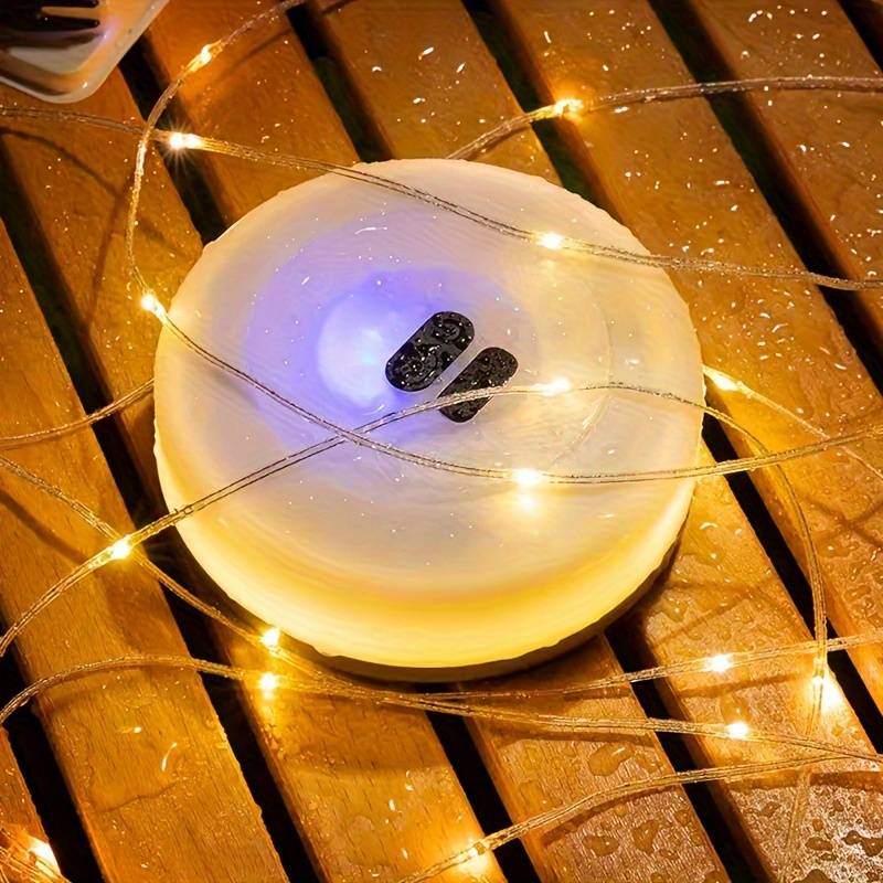 33 ft Rechargeable LED String Lights with 100 Bulbs – 8 Modes, Waterproof for Outdoor, Camping, Patio & Garden Decor