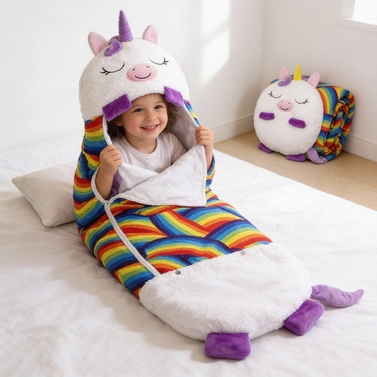 Cozy Critters | Sac de couchage pour enfants avec motif animal et oreiller | Confort et amusement pour les soirées pyjama