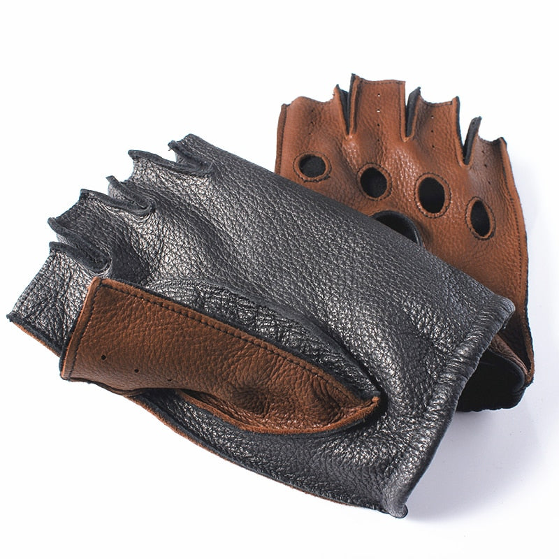 Premium Deerskin Leather Work Gloves for Men – Durable Waterproof Tactical Driving Gloves with Scratch Resistance for Outdoor Activities