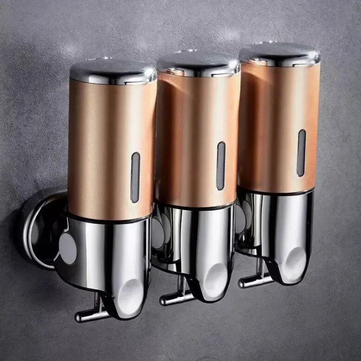 Distributeur de savon mural à pompe poussoir - Support à liquide en acier inoxydable pour shampoing, lotion et savon pour les mains dans la salle de bain, la cuisine et la douche