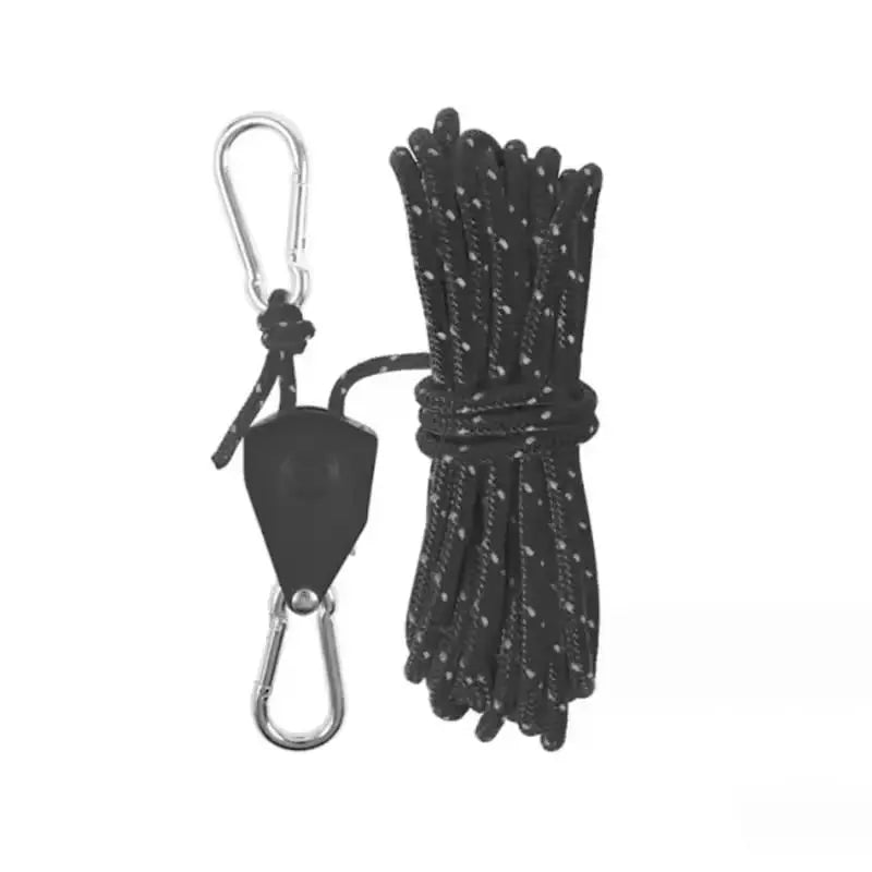 Reflective Tensioning Rope with Pulley System 13 ft Adjustable Tie-Down for Camping Tents Tarps Canopies Outdoor Gear Stainless Steel Carabi