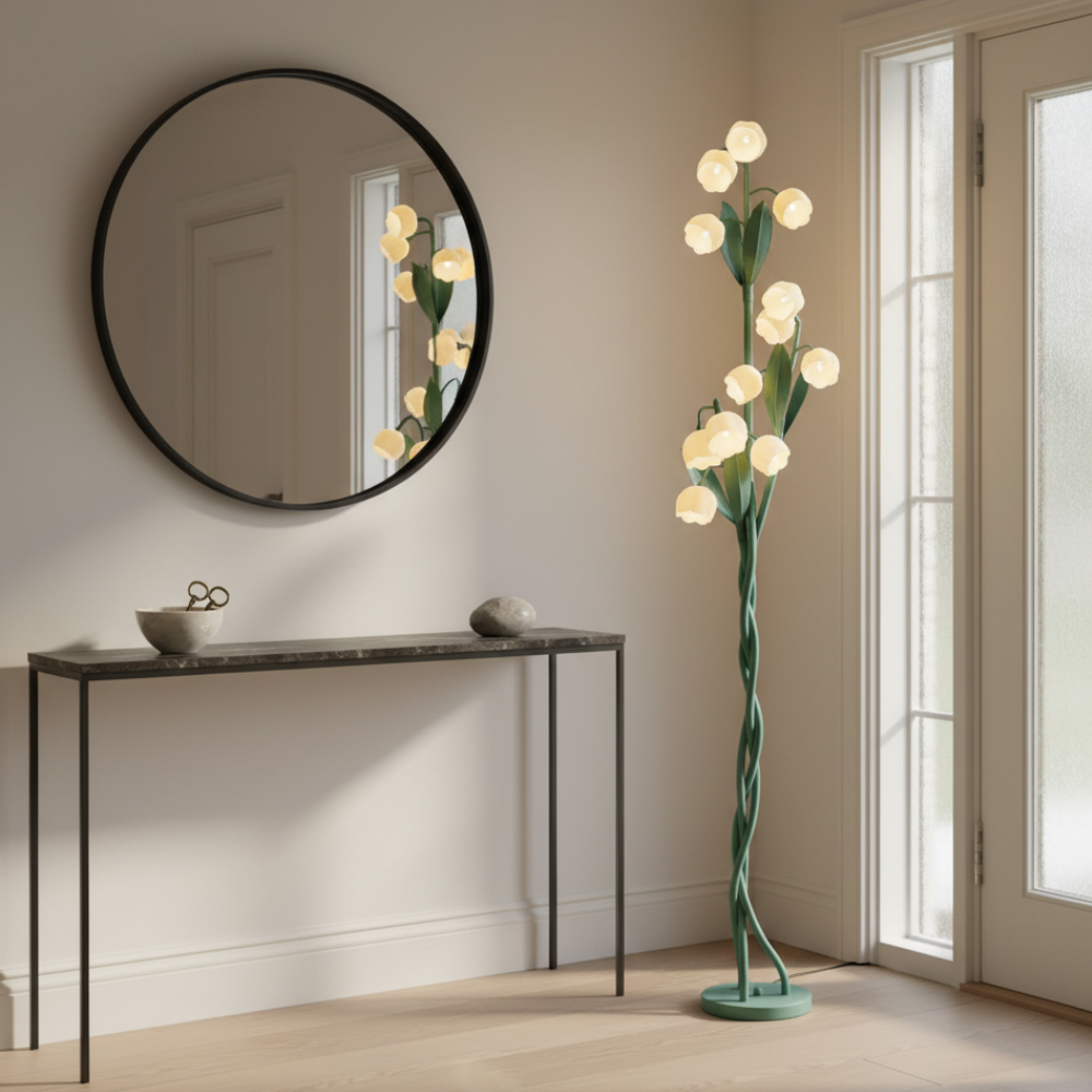Orchidée Élégante | Lampadaire Moderne avec Port USB et Interrupteur à Pied | Éclairage Stylé pour Salon ou Chambre à Coucher