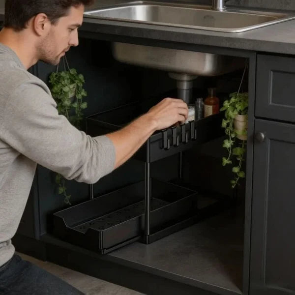 SLIDENEST – 2 Tier Under Sink Storage Organizer
