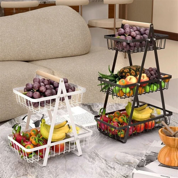 HARVESTTIER – Panier à fruits à 2 étages pour un rangement élégant au quotidien