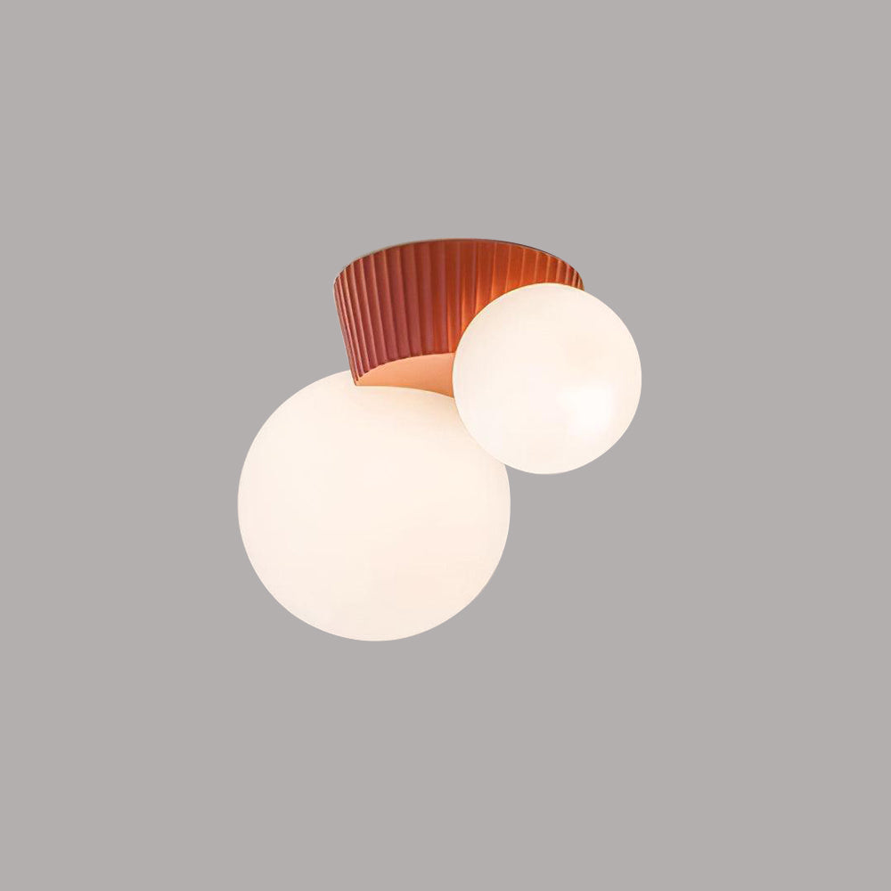 Plafonnier double globe avec base verte – Luminaire moderne à deux ampoules pour salon et chambre