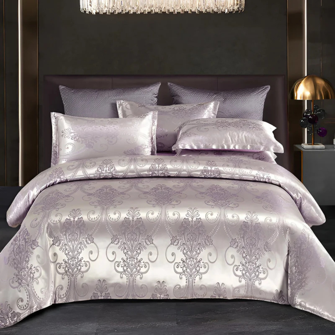 Parure de lit élégante en satin à imprimé floral, respirante et confortable pour un sommeil luxueux