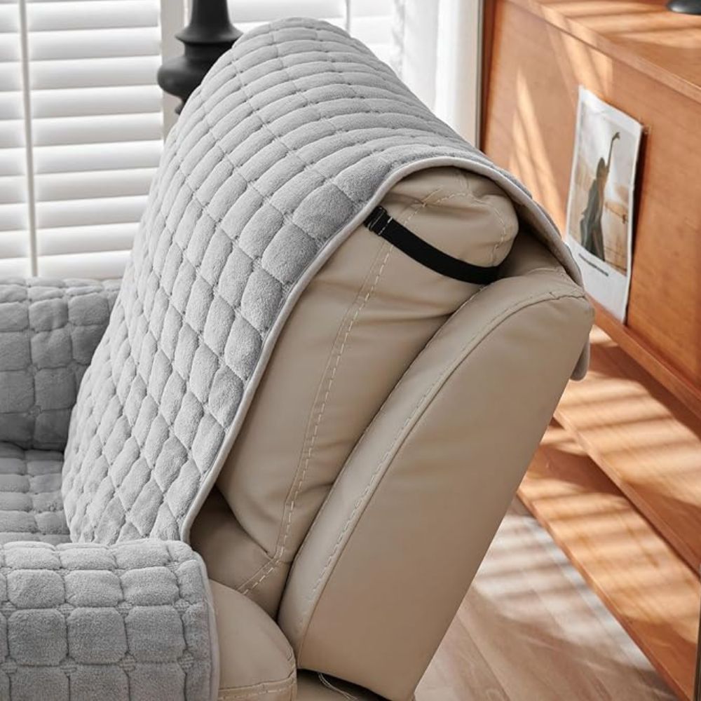 Confort douillet | Housse de fauteuil inclinable à texture moelleuse et protection des accoudoirs | Ajustement extensible pour une protection ultime de vos meubles
