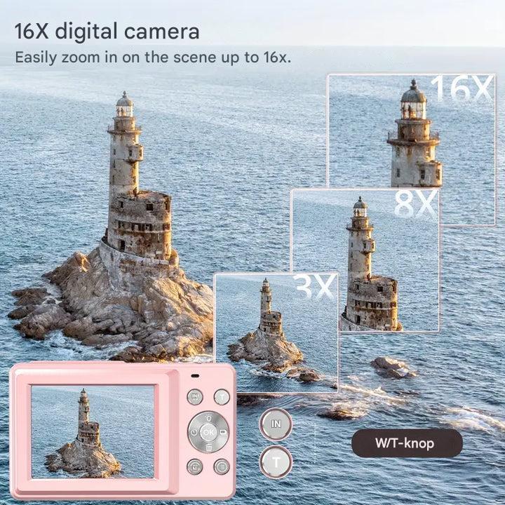 Compact Digital Camera 1080p Video HD Photos Retro-Inspired Point-and-Shoot with Auto Brightness Instant Playback for Travel Parties