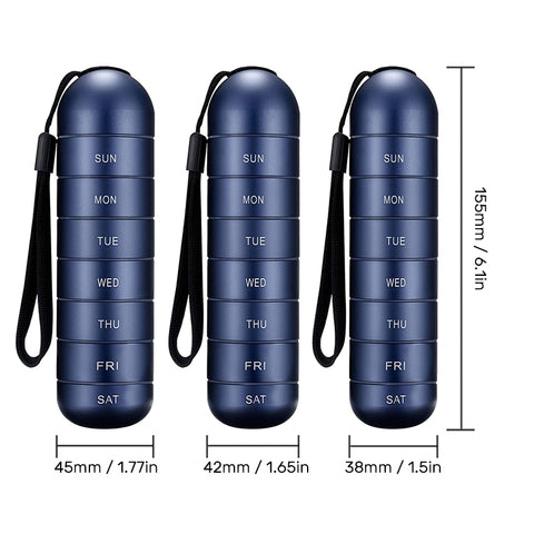 TravelMate | 7-Day Portable Pill Organizer with Waterproof Design | Durable Aluminum for Safe Storage