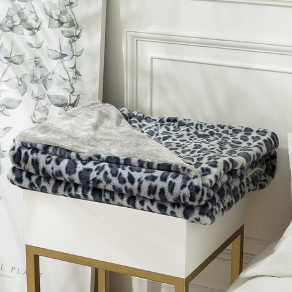 Wren Leopard Print Blanket - Ultra-Soft Faux Fur, Cozy Throw