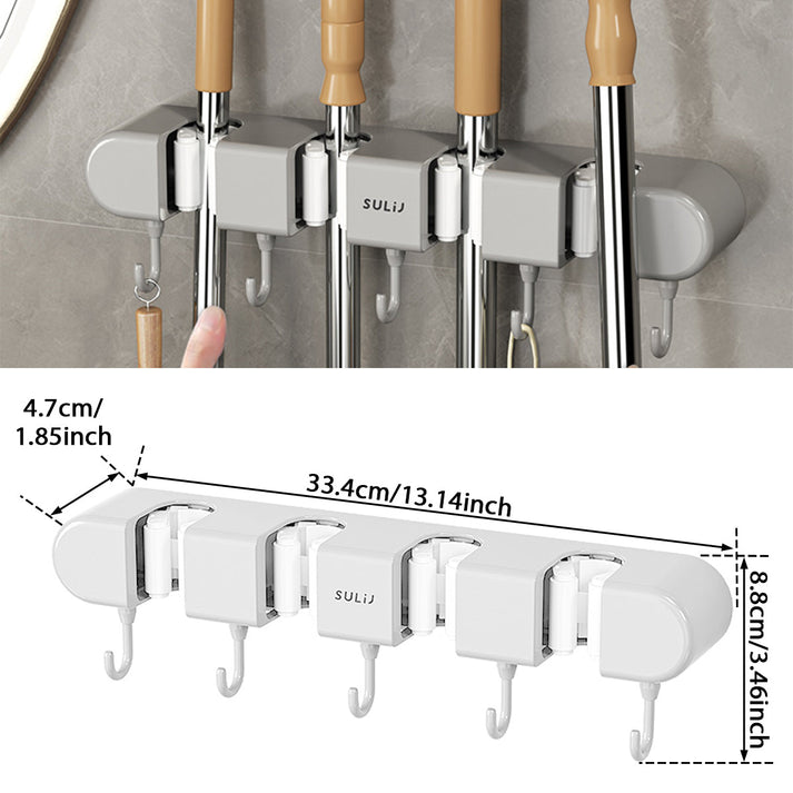 Wexley Wall Mount Organizer - Plastic and Stainless Steel, Broom Holder