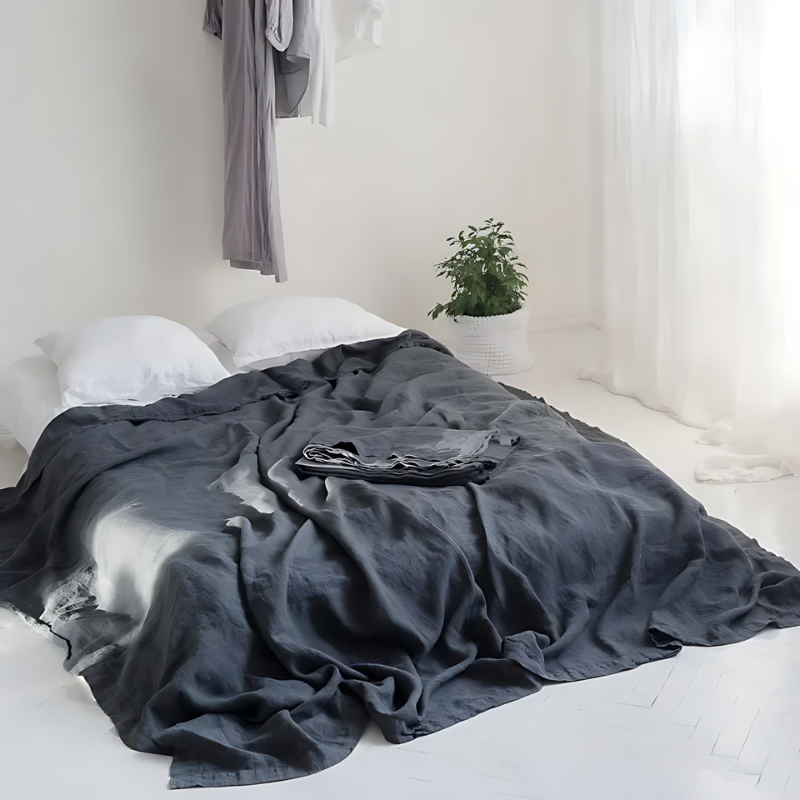 Parure de lit en lin classique Ortekor aux propriétés hypoallergéniques | Confort respirant pour un sommeil réparateur