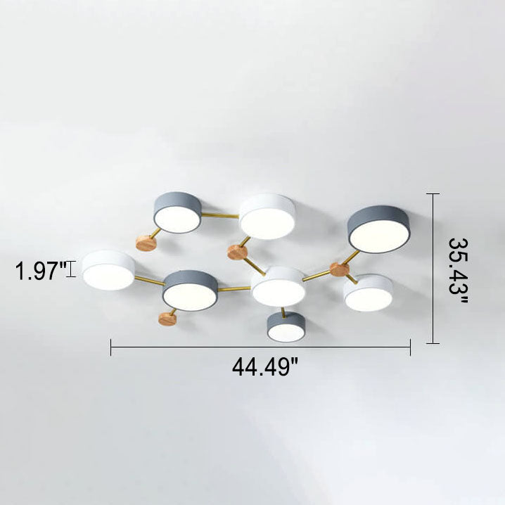 Rectangular LED Ceiling Light 36W Gray Wood and Metal Low-Profile Design for Bedrooms Entryways Modern Home
