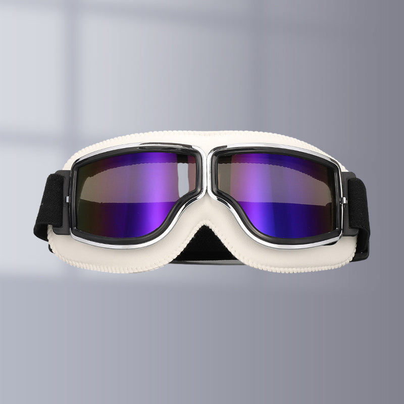 Retro Motorcycle Goggles with Adjustable Strap, UV Protection & Impact-Resistant Polycarbonate Lens for Riding, Cycling & Outdoor Use