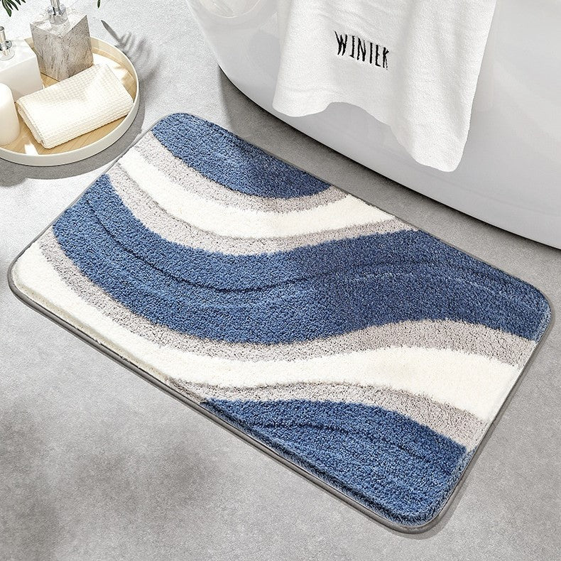 Wave Collection | Non-Slip Bath Mat with Plush Texture | Soft and Safe for Bathroom Comfort