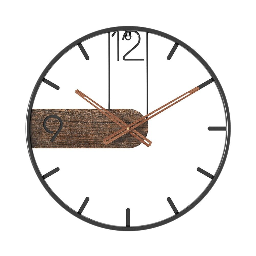 Quiet Wood & Metal Wall Clock | Round Timepiece 16-20 Inch | Battery Operated Silent Sweep for Bedroom Office Kitchen Living Room Decor