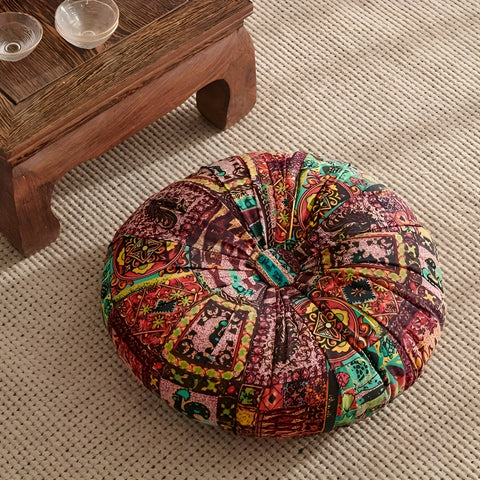 Bohara Round Cushion - Soft Microfiber, Vibrant Tribal Design