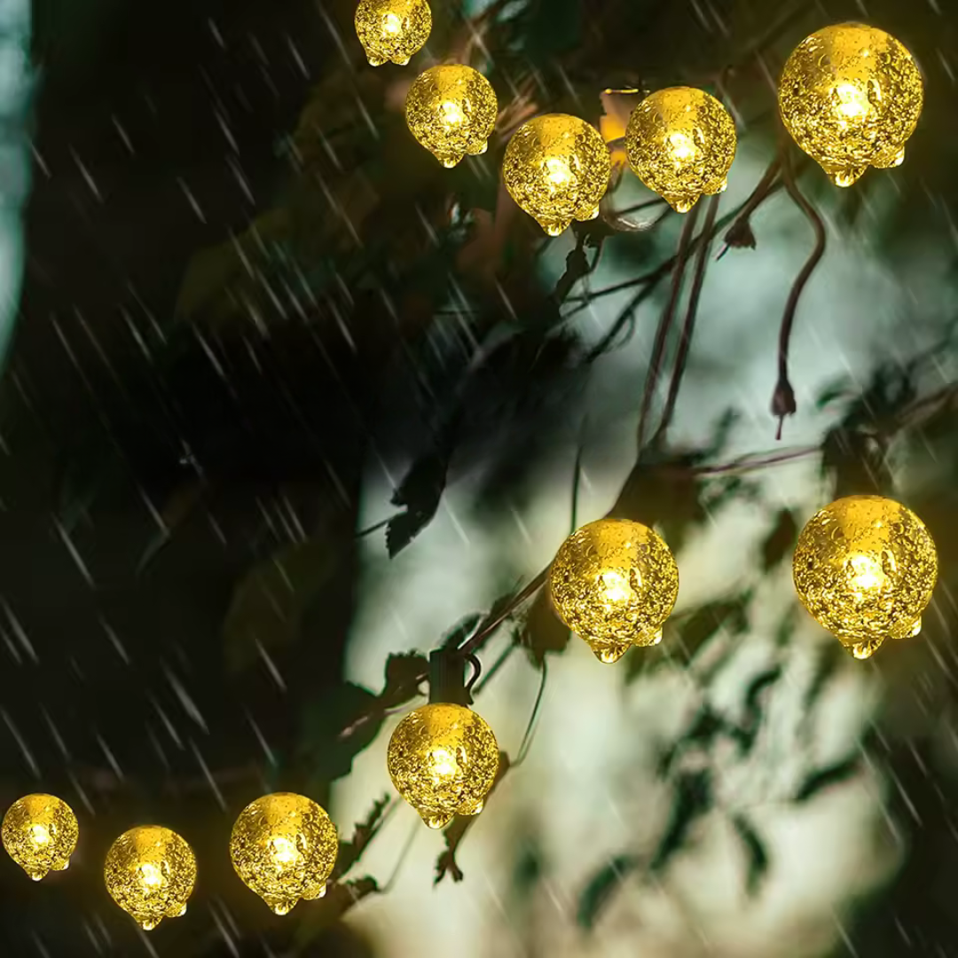 Solar Powered Outdoor String Lights Warm White LED Crystal Globe for Camping RV Patio Garden 20ft 40ft 72ft Cordless Weatherproof