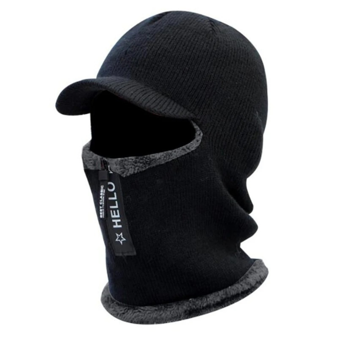 Knit Winter Balaclava with Fleece Lining & Zip Shield for Cycling, Skiing & Outdoor Cold Weather