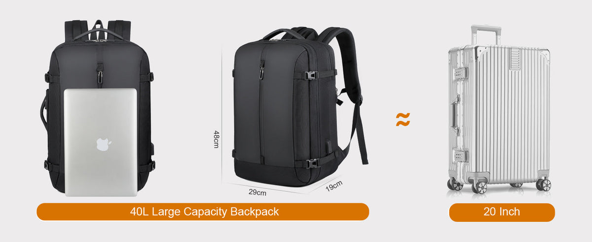 Versatile Travel Backpack | 40L Expandable Waterproof Design with USB Port | 17 Laptop Sleeve for Secure Storage