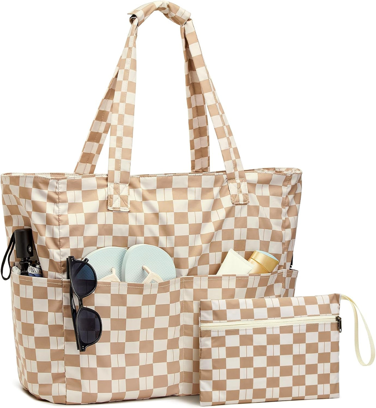 Sac de plage ultime | Grand sac imperméable et anti-sable avec fermeture éclair | Conception pliable pour un rangement et un transport faciles