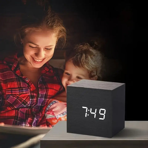 Modern Smart Cube Alarm Clock with Temperature & Snooze