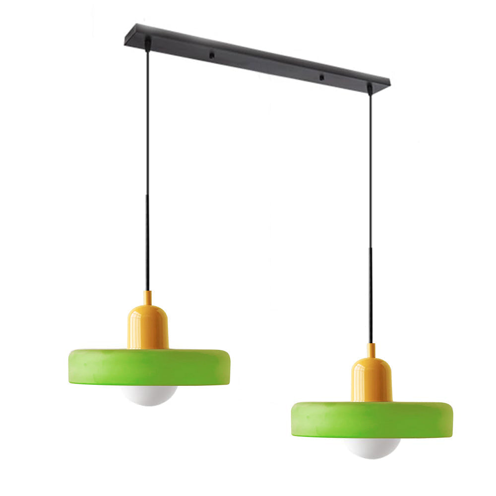 Dual-Shade Glass Hanging Light Fixture G9 Socket 14 Inch Ceiling Mount for Kitchen Island Dining Table Living Room Modern Overhead Lighting