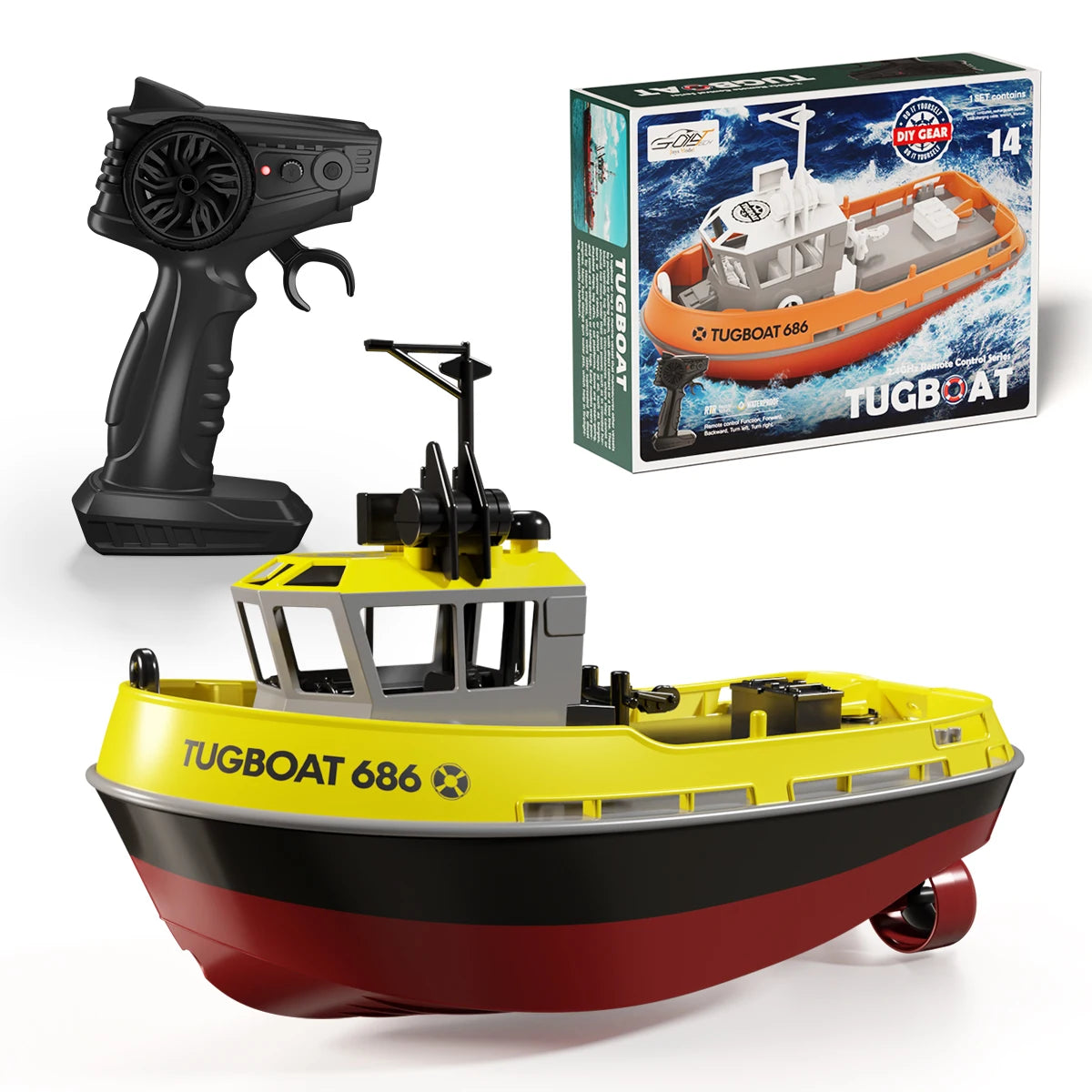 Remote Control Tugboat with Dual Motors – 164 ft Range Water RC Boat for Outdoor Pool & Lake Action