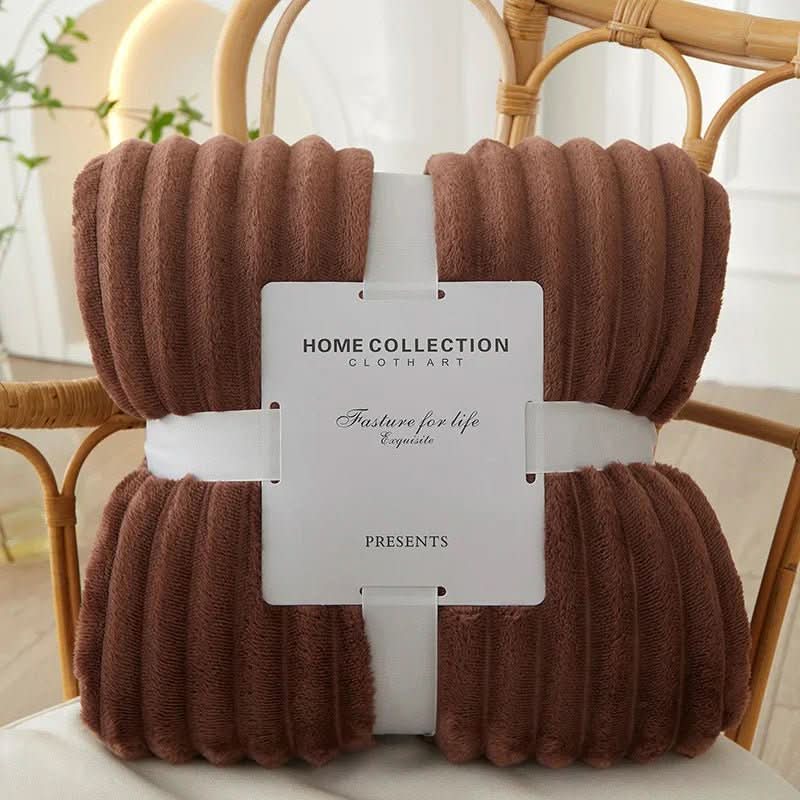 StripeWarm | Couverture en flanelle polaire large à la texture ultra-douce | Design confortable pour la douceur de l'automne et de l'hiver