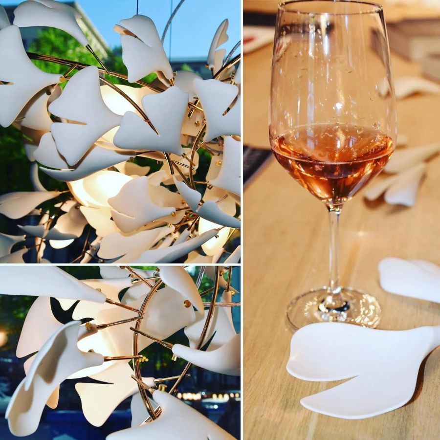 Handcrafted Porcelain Leaf Chandelier – Organic Linear Design with Warm LED Glow for Dining Room, Living Room & Entryway