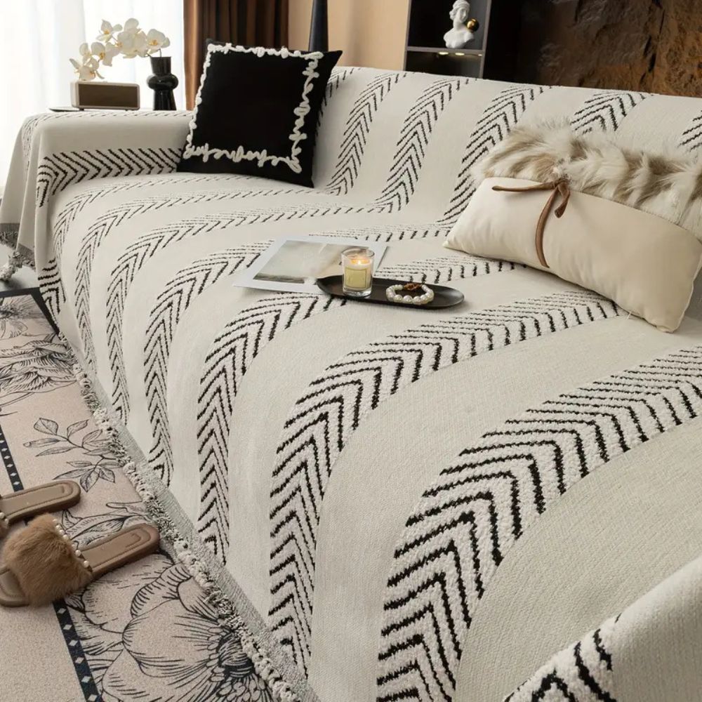 Clo Sofa Cover - Soft Microfiber, Chevron Design for Couch and Sectional