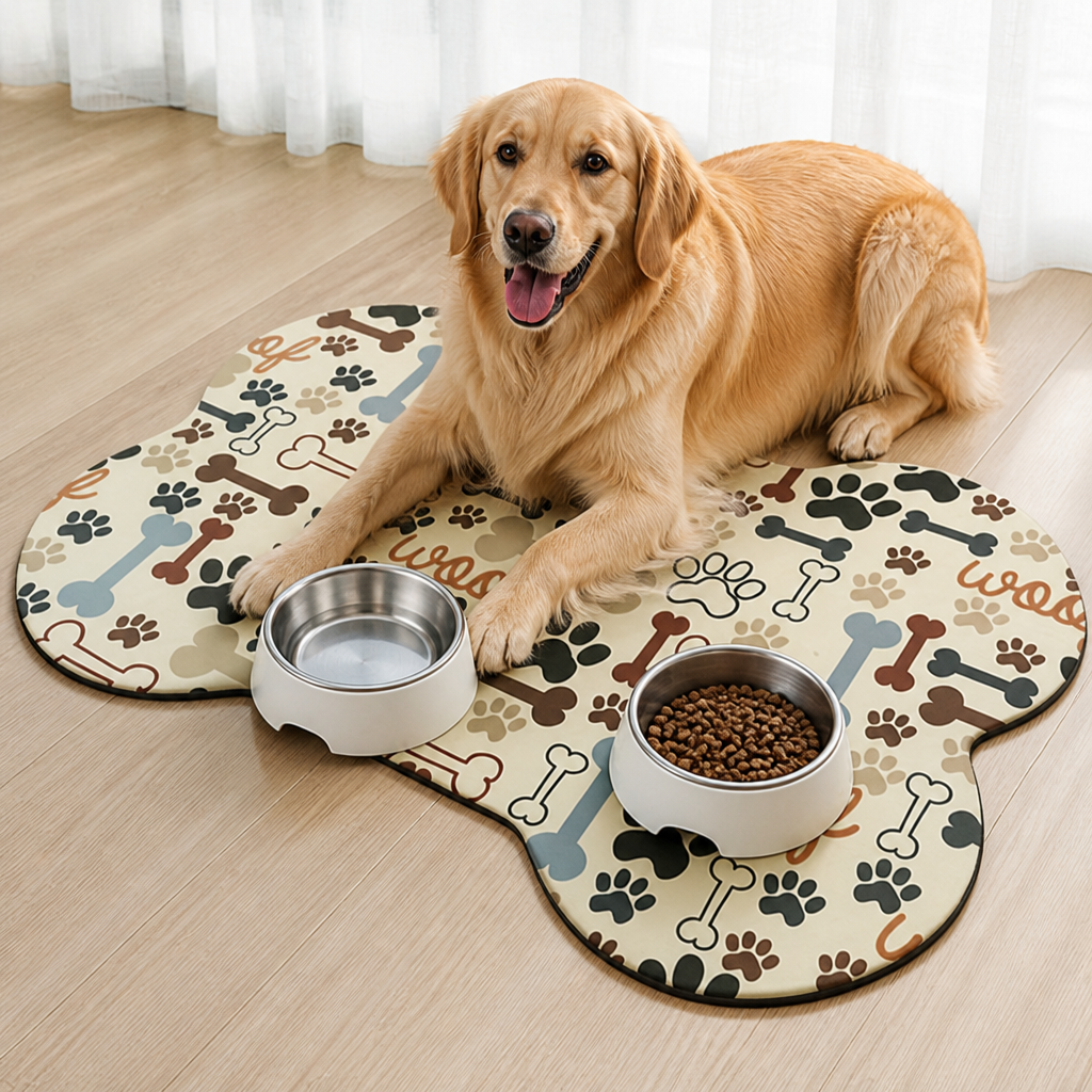 Ortekor Absorbent & Waterproof Bone-Shaped Pet Feeding Mat