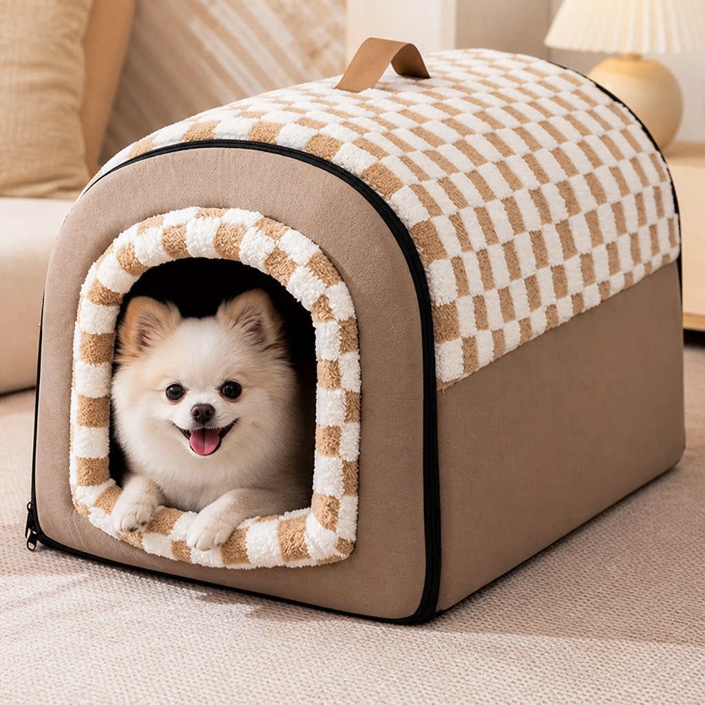Ortekor All-Season Plush Enclosed Cat Bed (Removable & Washable Cover)