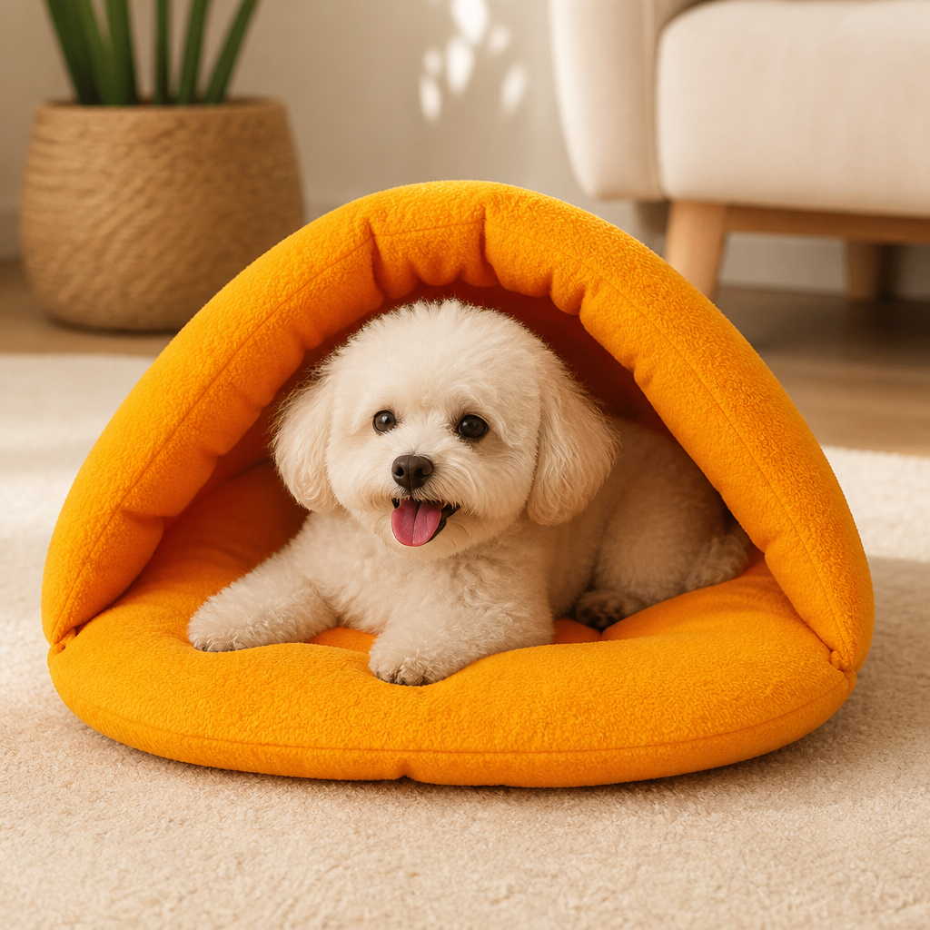 Ortekor Calming Plush Fleece Pet Cave Bed