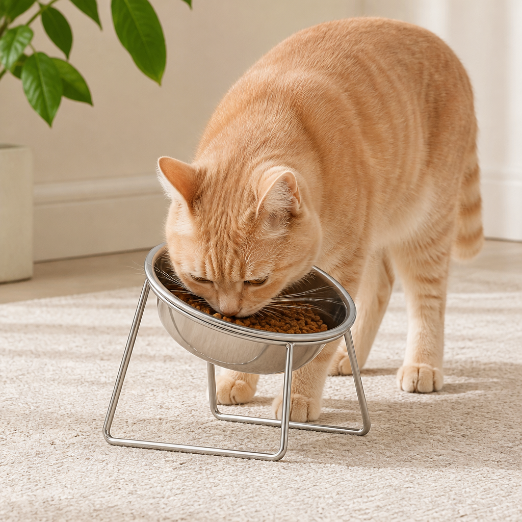 Ortekor Elevated 15° Tilt Stainless Steel Cat Bowl