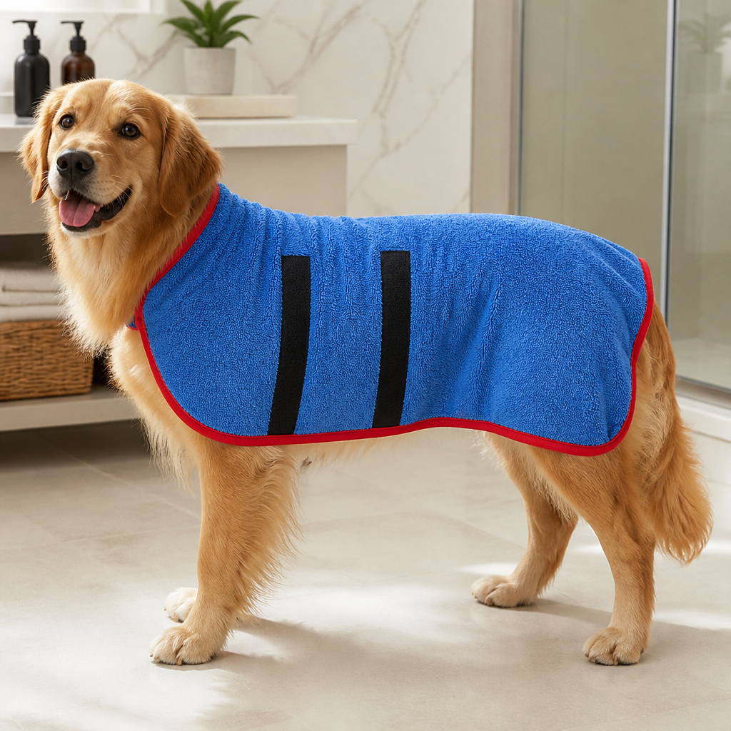 Ortekor Fast-Drying Microfiber & Adjustable Fit Dog Bathrobe