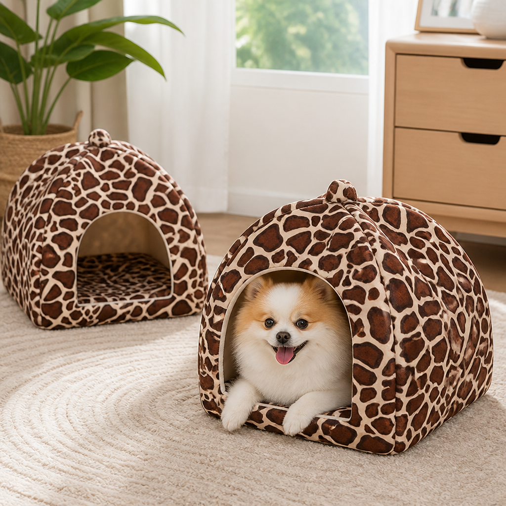 Ortekor Foldable Plush Pet House Bed