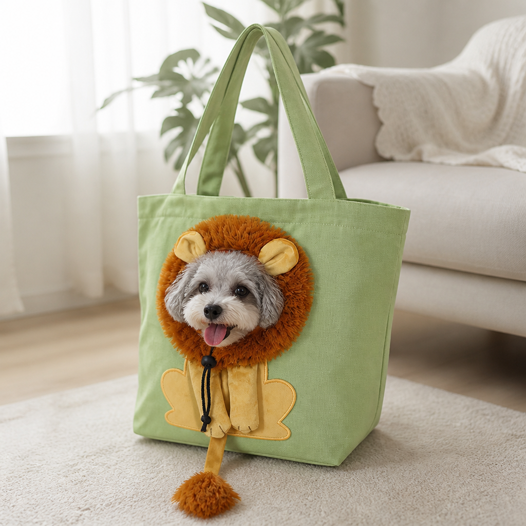 Ortekor Lion-Shaped Cotton Canvas Shoulder Carrier (Adjustable Zip)