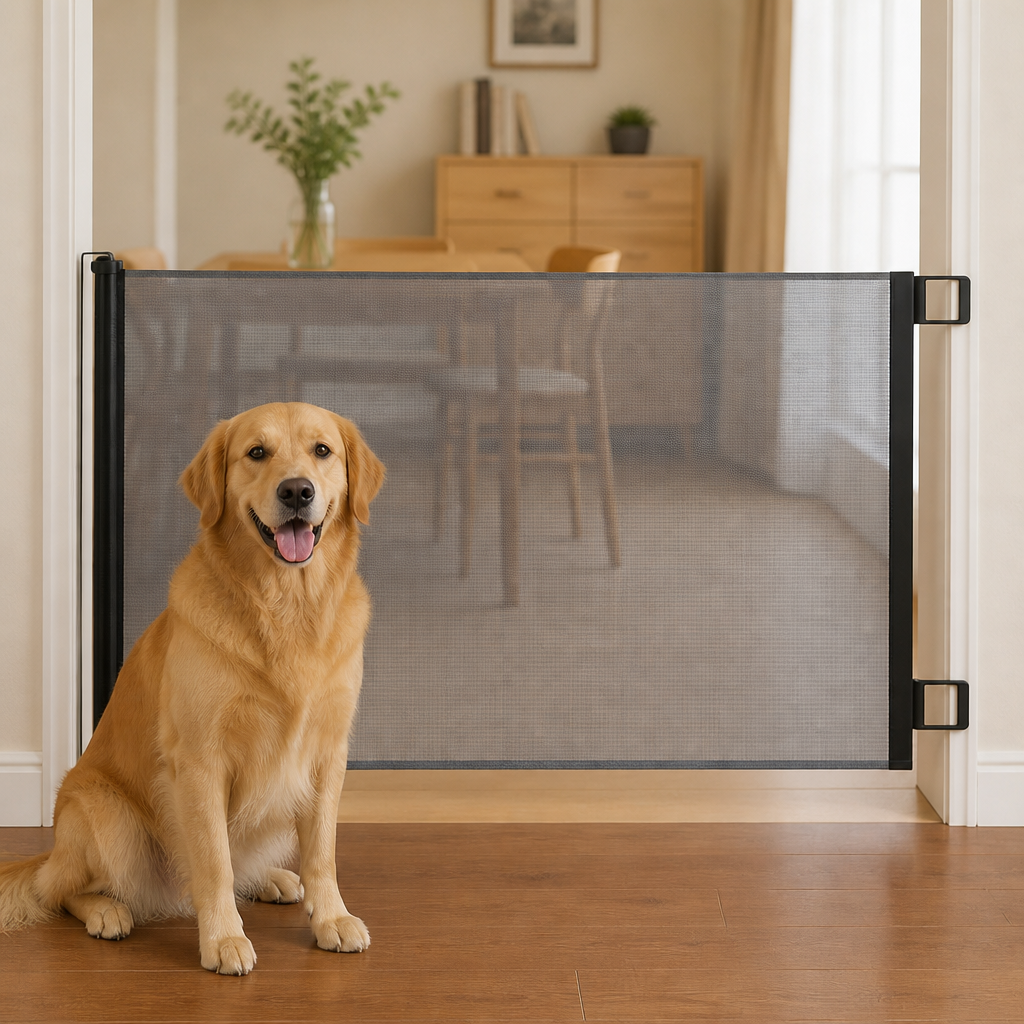 Ortekor No-Drill Adjustable Retractable Mesh Pet Gate
