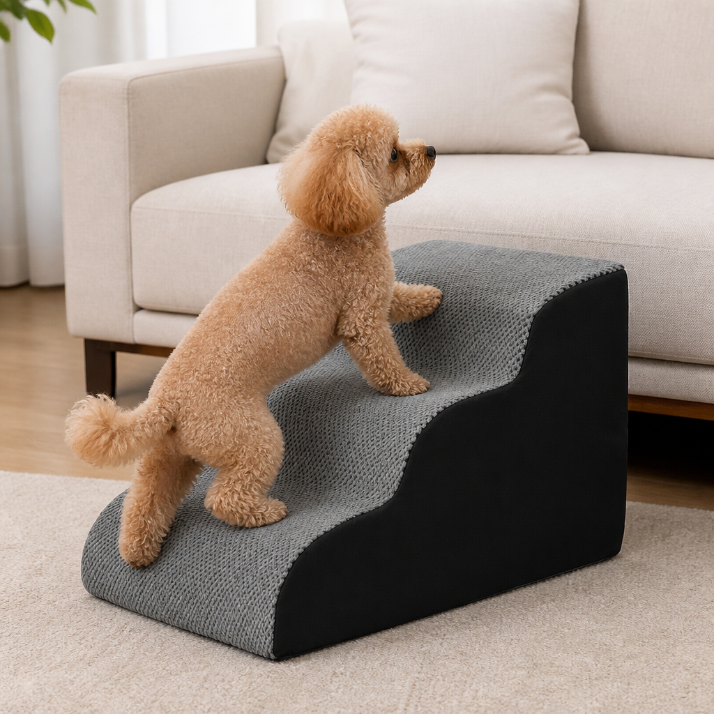 Ortekor Non-Slip Memory Foam Pet Ramp (Foldable, Washable)