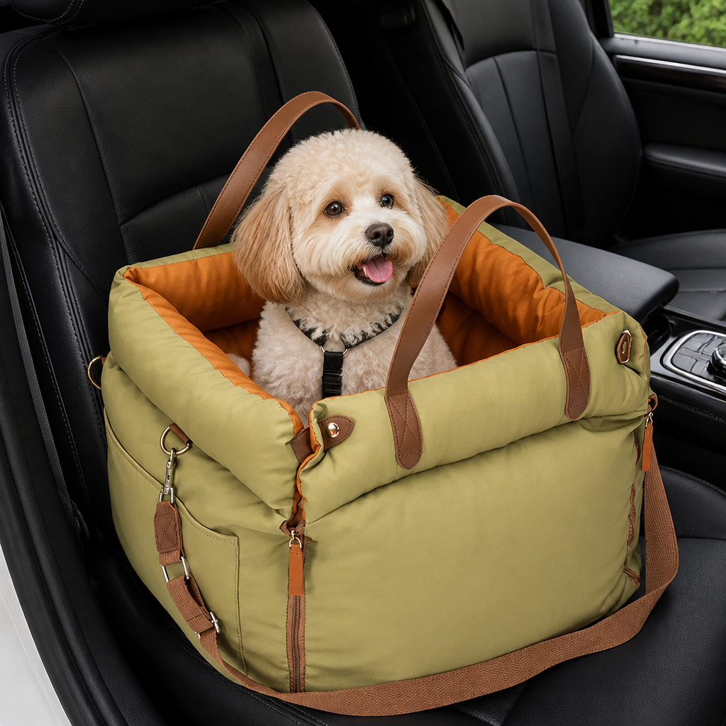 Siège auto rehausseur pour chien antidérapant et lavable Ortekor (sangles de sécurité réglables)
