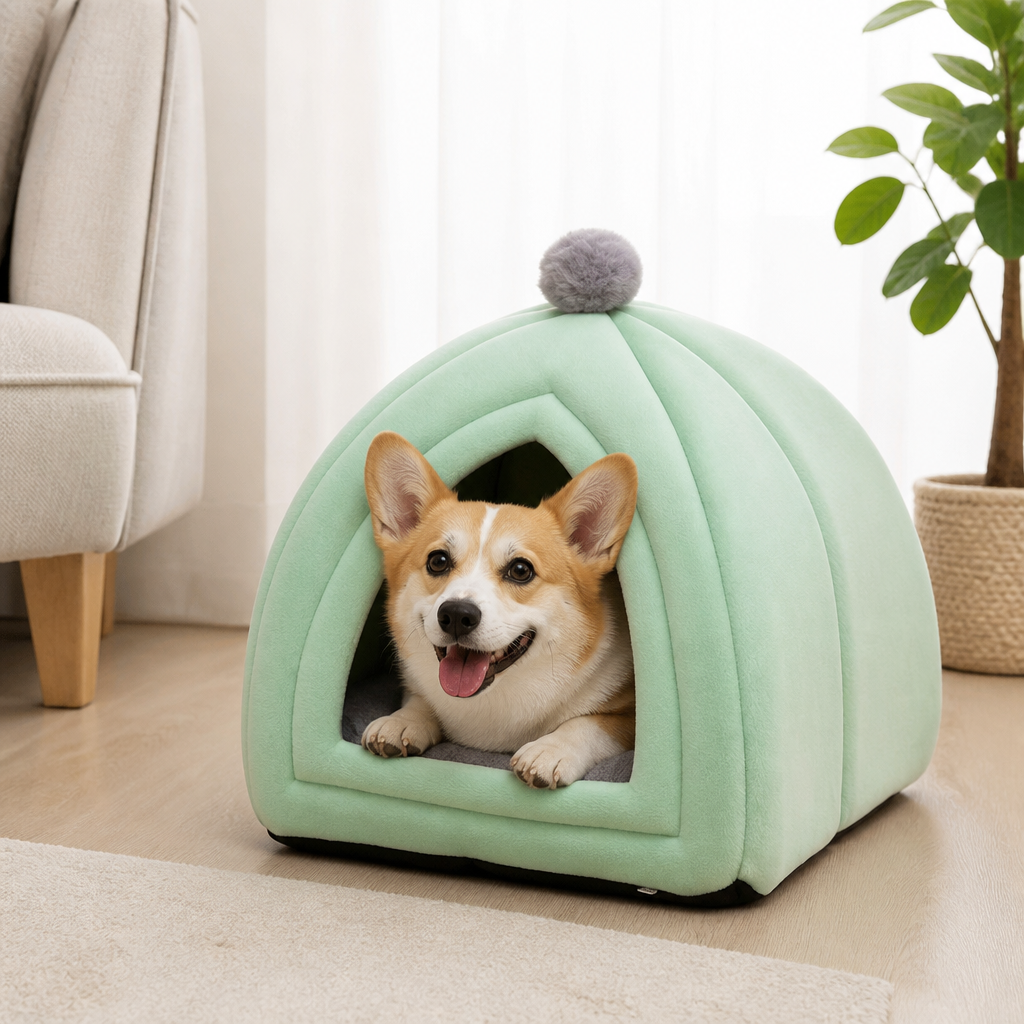 Ortekor Semi-Closed Plush Fleece Pet Nest (Machine Washable)
