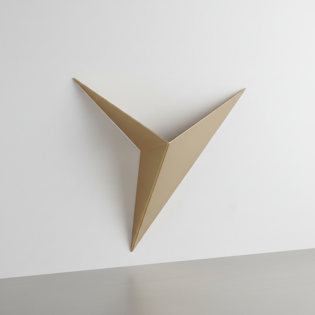 Triangular Iron Wall Sconce with Built-In LED Light for Bedrooms, Hallways & Living Rooms — Geometric Fixture in Black White or Gold for Mod