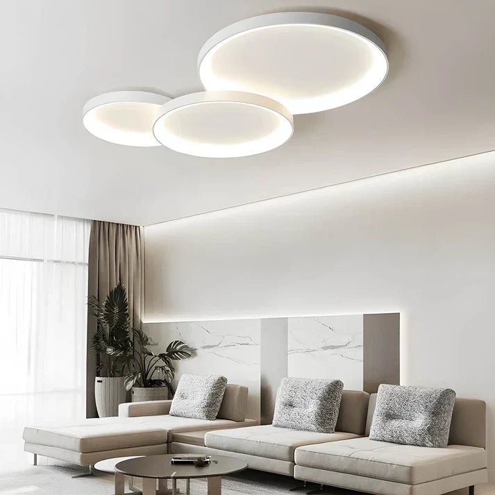 Modern Ring LED Flush Mount Light for Living Room 20 in Black Acrylic Overhead Fixture Home Office Dining Area Low Profile Circle Design 1-R